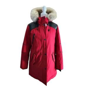 Artic Expedition Red M Down Hooded Everest Fur Trim Park Full Zip Jacket